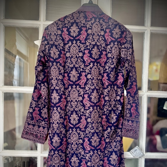 NWT Men’s Indian Wedding Sherwani Embroidered Navy Blue & Purples Size 40 - Picture 5 of 7